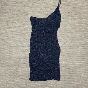 B Darlin Blue One Shoulder Cocktail Dress